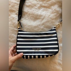 Kate Spade Black and White Striped Purse